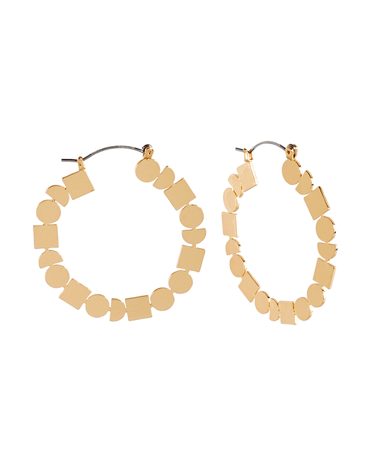 Metal Texture Geometric 40mm Hoop Earring