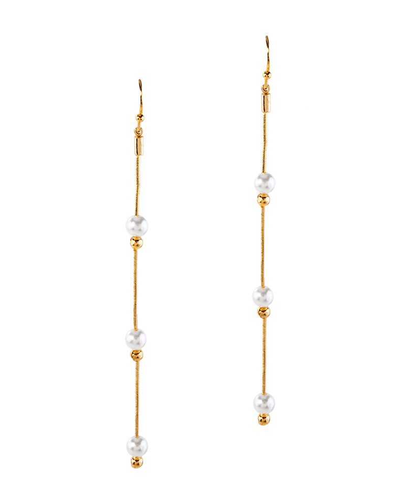 Metal w/ Pearl Linear Drop Earring