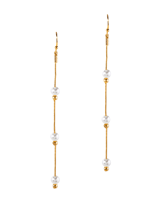 Metal w/ Pearl Linear Drop Earring