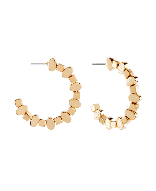 Metal Bead 35mm Hoop Earring