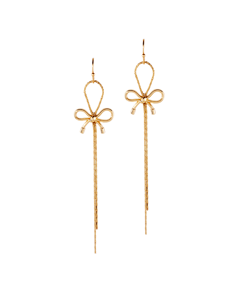 Metal Texture Bow Chain Earring