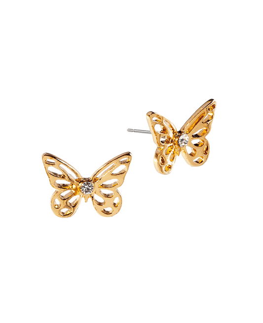 Metal w/ Crystal Butterfly Earring