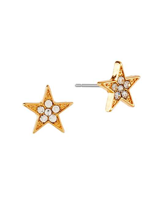 Metal w/ Crystal Star Stud Earring
