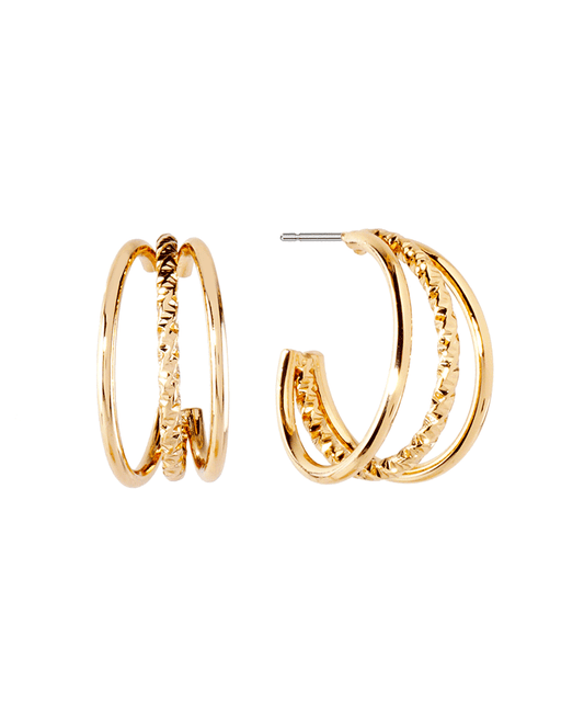 Metal Layered Texture 20mm Hoop Earring