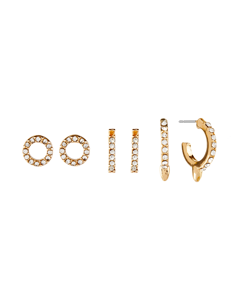 Metal Crystal 3 Set Earring