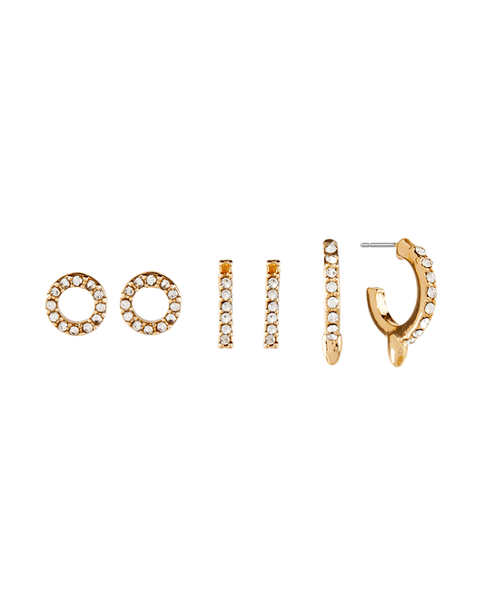 Metal Crystal 3 Set Earring
