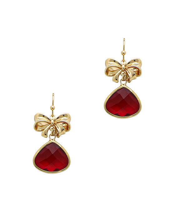 Glass & Bow Metal Earring