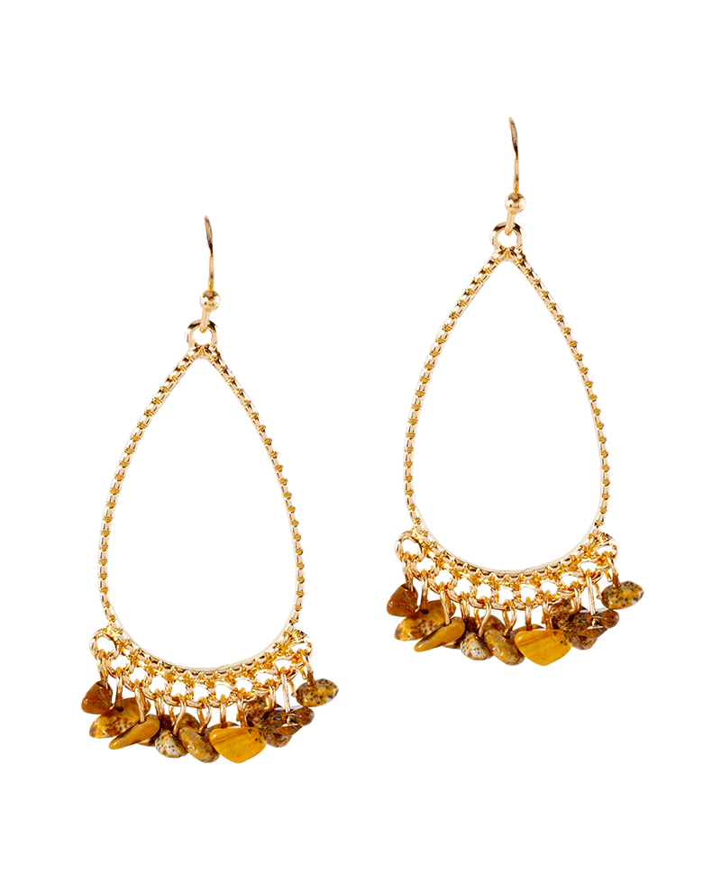 Metal Teardrop w/ Chipstone Earring