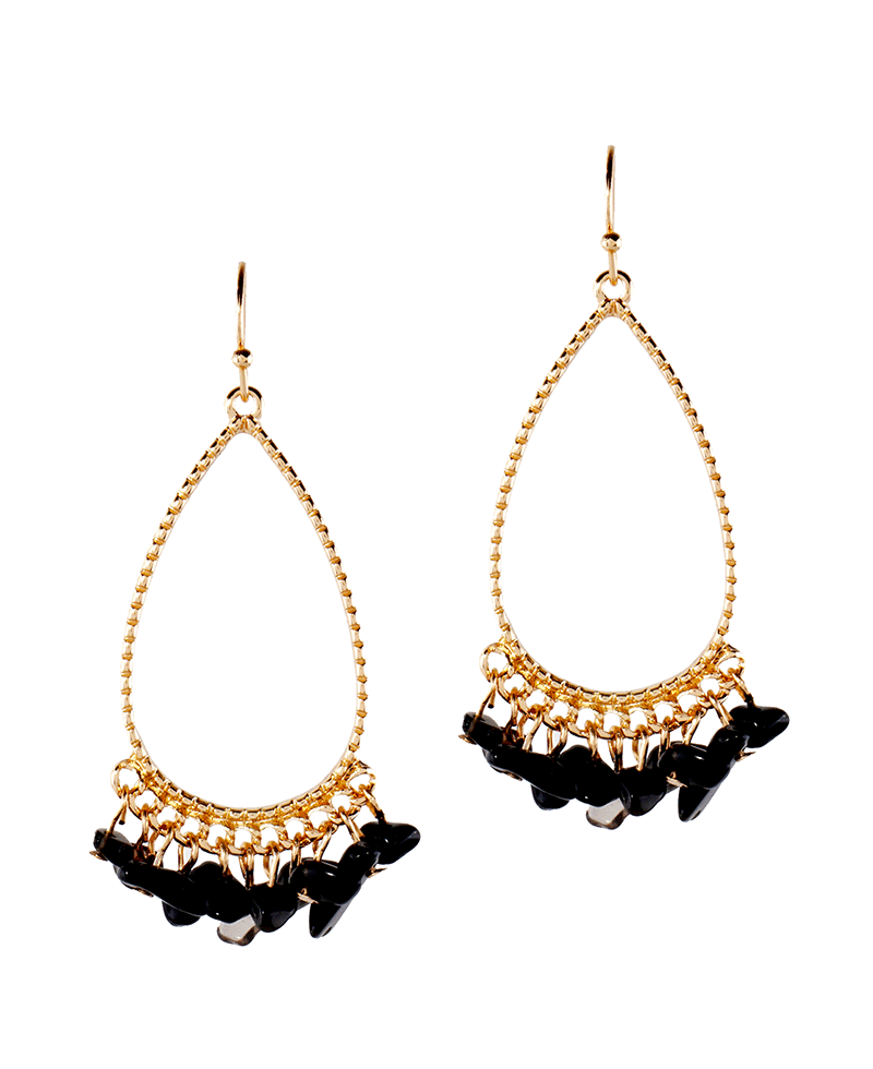 Metal Teardrop w/ Chipstone Earring