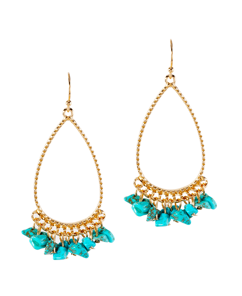 Metal Teardrop w/ Chipstone Earring