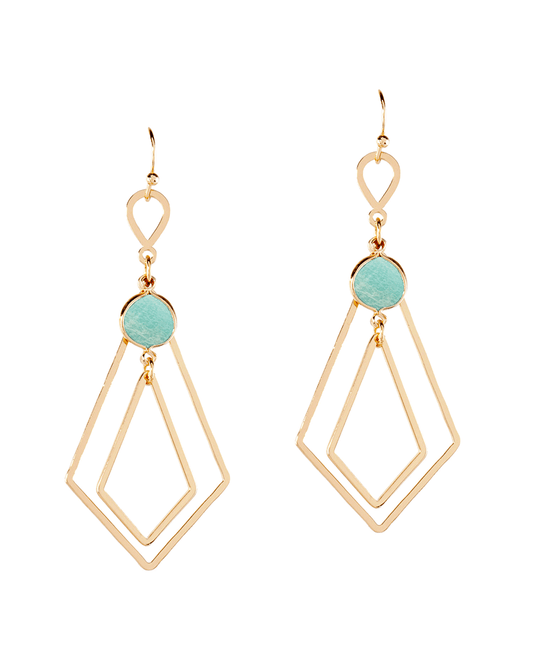 Stone w/ Double Diamond Metal Earring