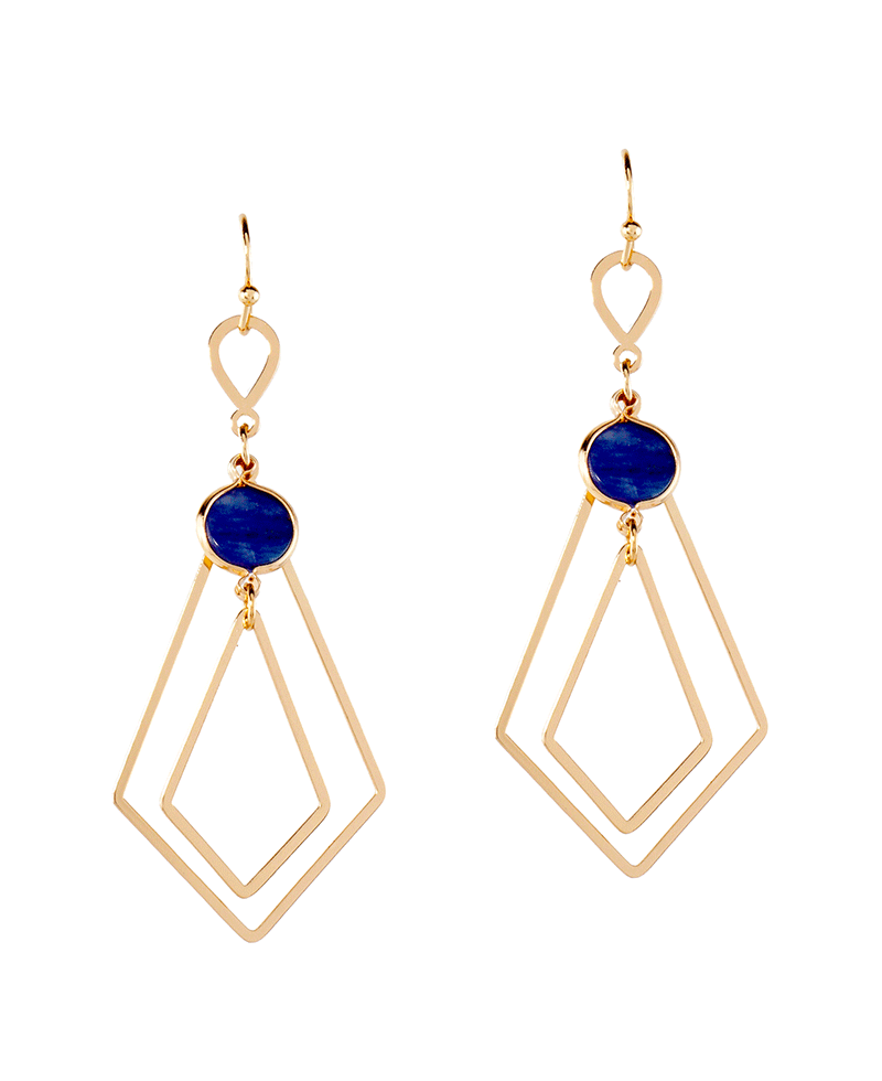 Stone w/ Double Diamond Metal Earring