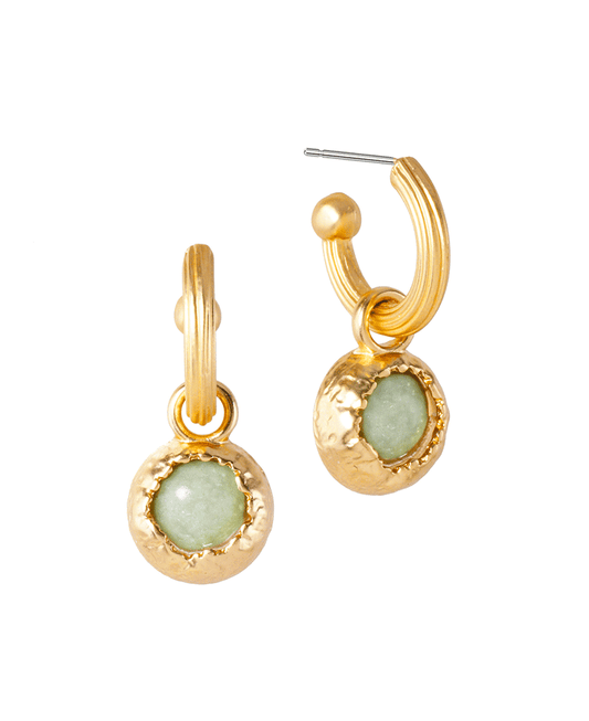 Metal w/ Stone 15mm Hoop Earring