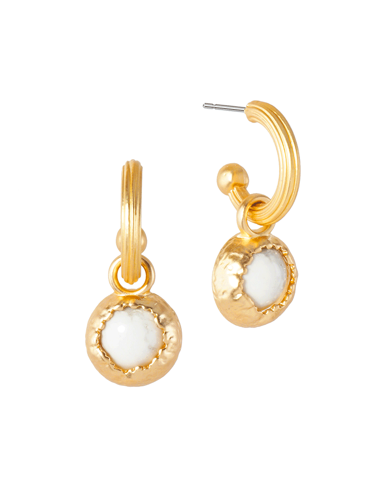 Metal w/ Stone 15mm Hoop Earring