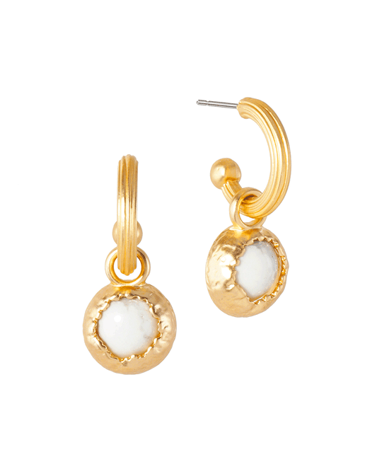 Metal w/ Stone 15mm Hoop Earring