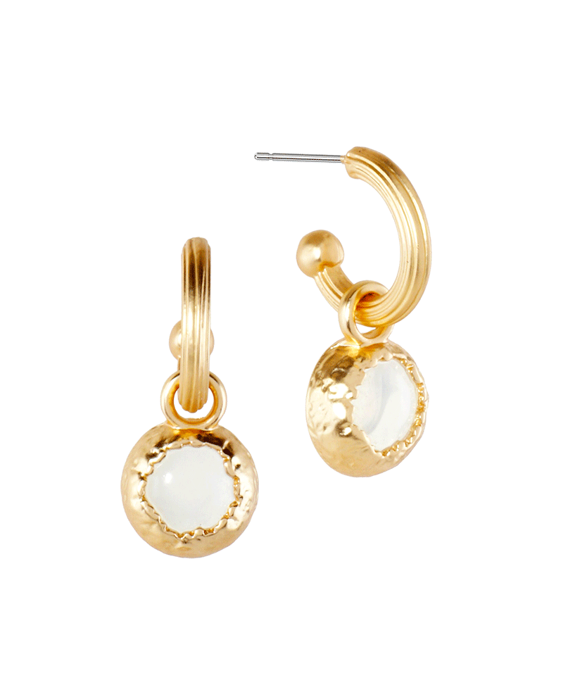Metal w/ Stone 15mm Hoop Earring