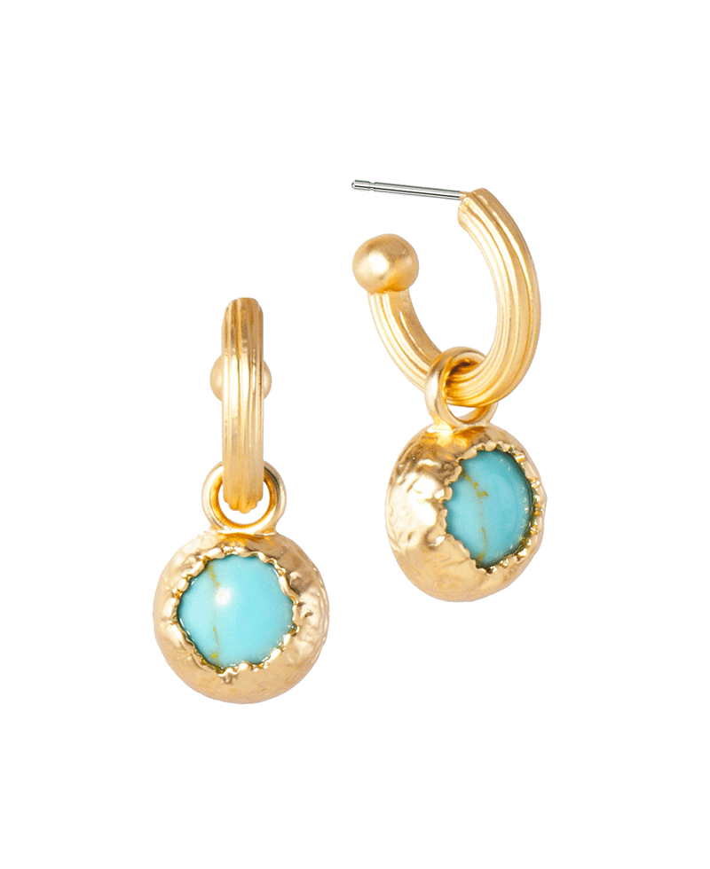 Metal w/ Stone 15mm Hoop Earring