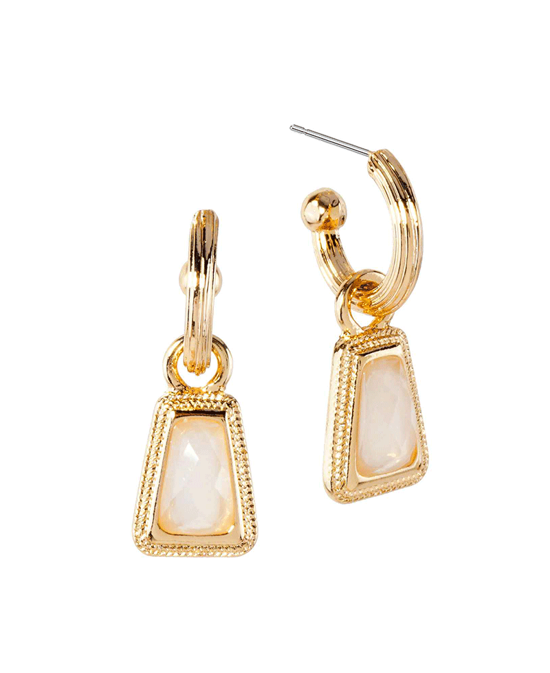 Metal w/ Acrylic 15mm Hoop Dangle Earring