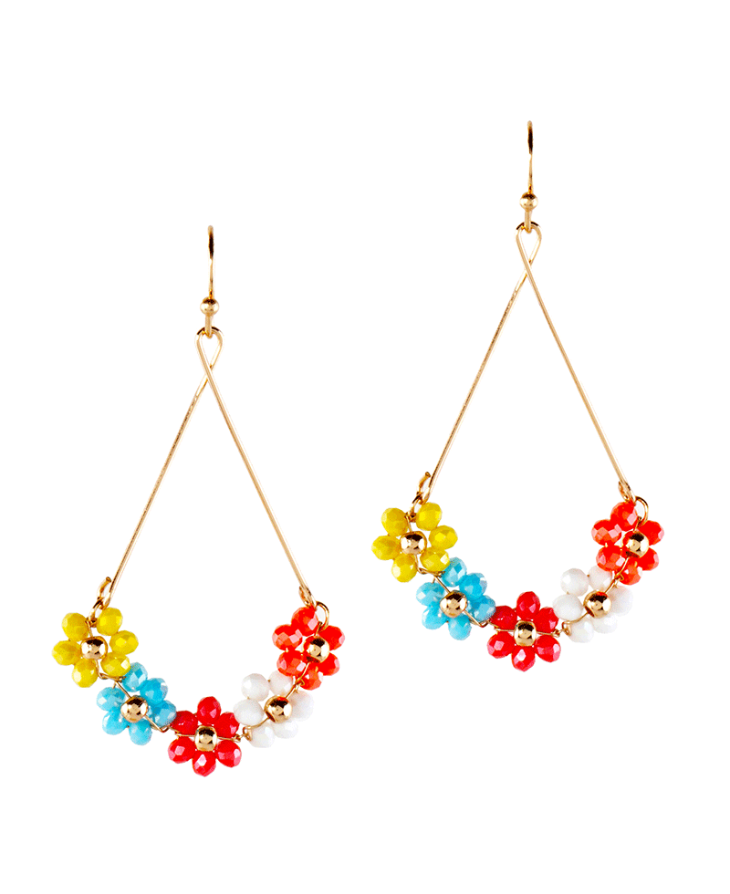 Bead Flower Wire Earring