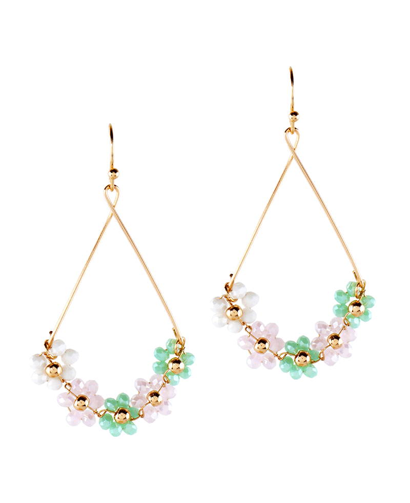 Bead Flower Wire Earring