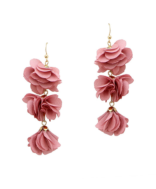 Fabric Flower Drop Earring