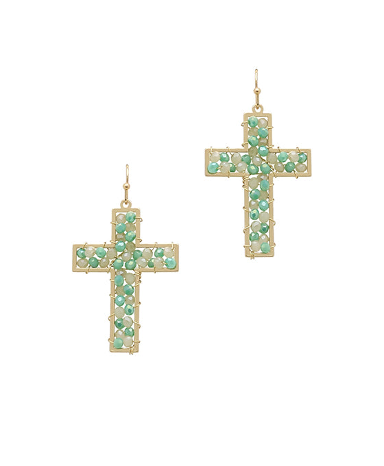 Glass Woven Cross Earring