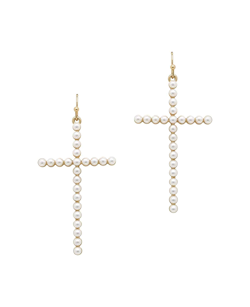 Pearl Cross Earring