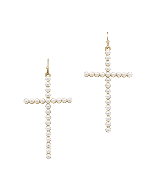 Pearl Cross Earring