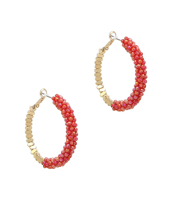 Glass & Metal Hoop Earring