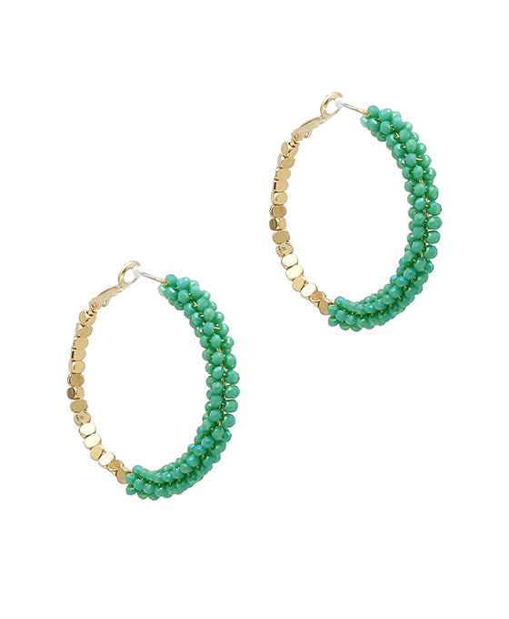 Glass & Metal Hoop Earring