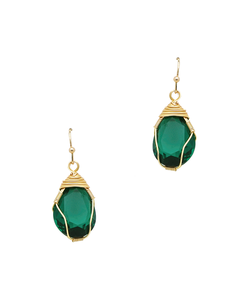Wire Wrapped Glass Earring