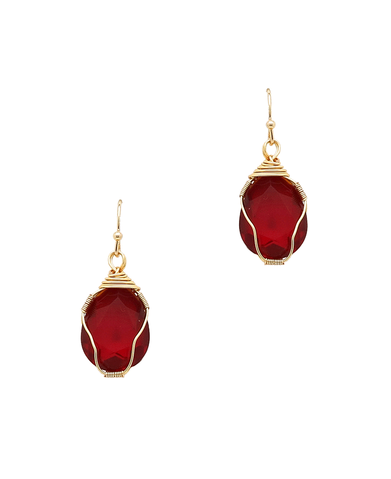 Wire Wrapped Glass Earring