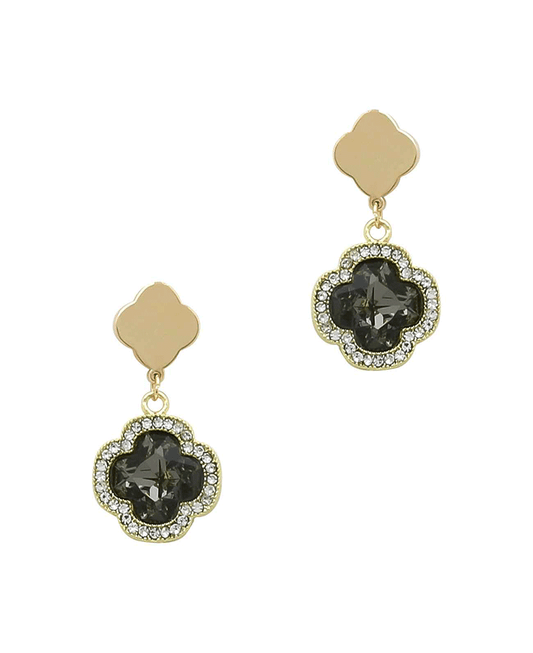 Glass Clover Drop Post Earring