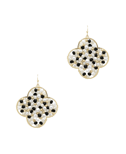 Multi Bead Clover Earring