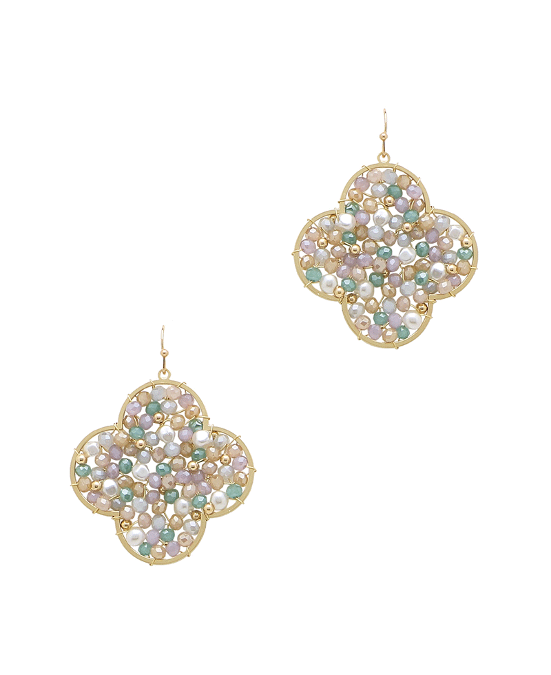 Multi Bead Clover Earring