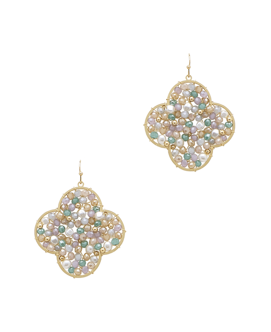 Multi Bead Clover Earring