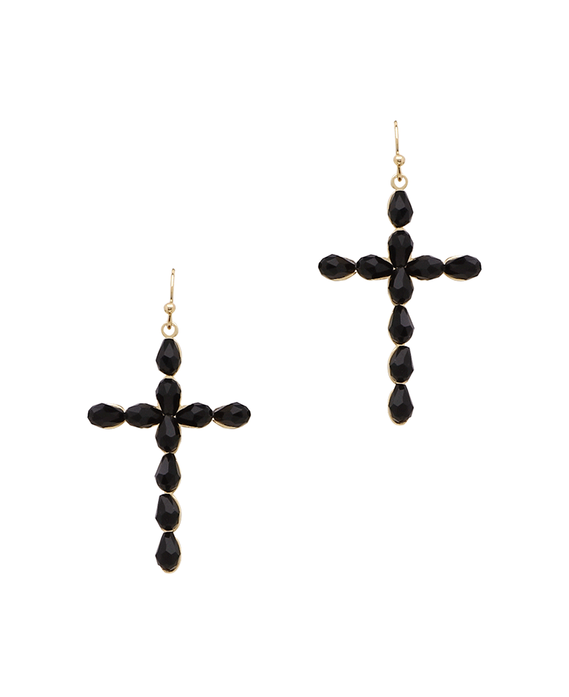 Glass Cross Earring