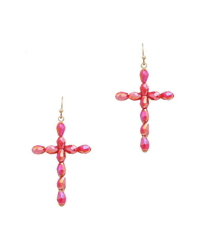 Glass Cross Earring