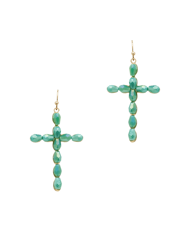 Glass Cross Earring