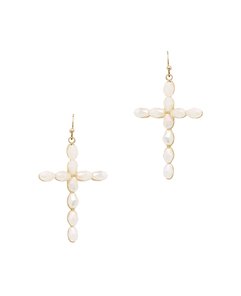 Glass Cross Earring