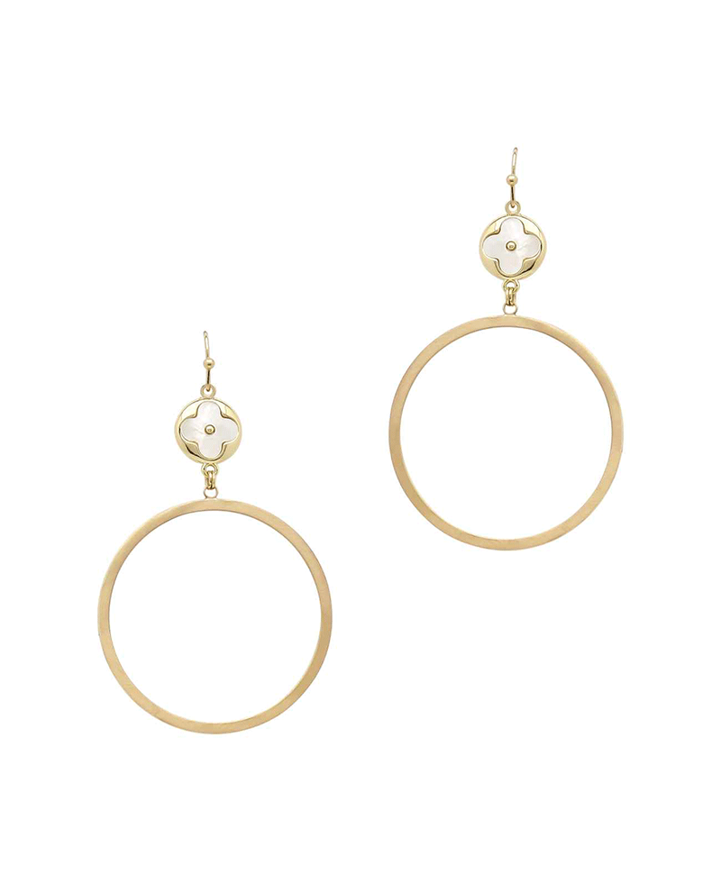 Clover Shell & Circle Drop Earring