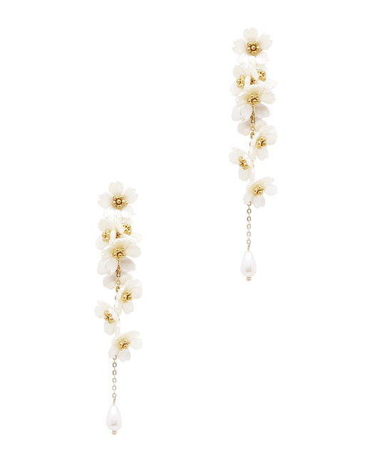 Flower Drop w/ Pearl Earring