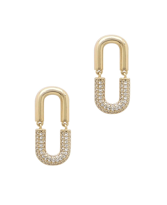 U Shape Pave Stone Earring