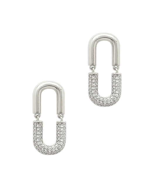 U Shape Pave Stone Earring