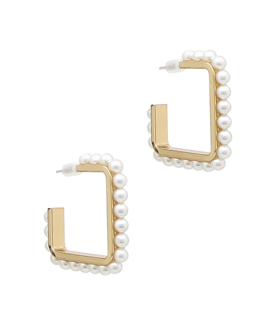 Square Pearl Hoop Earring