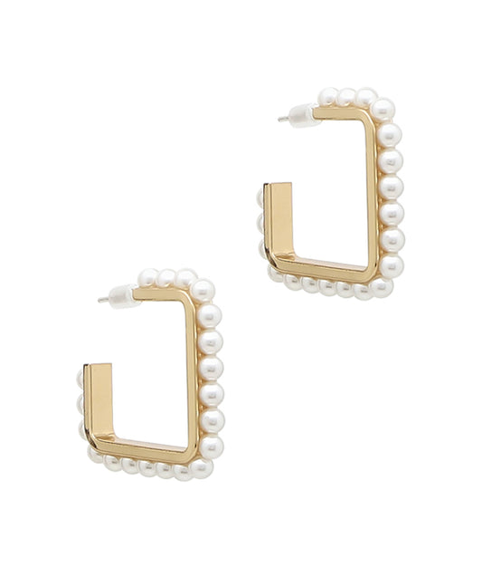 Square Pearl Hoop Earring