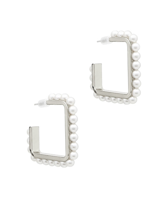 Square Pearl Hoop Earring