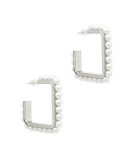 Square Pearl Hoop Earring