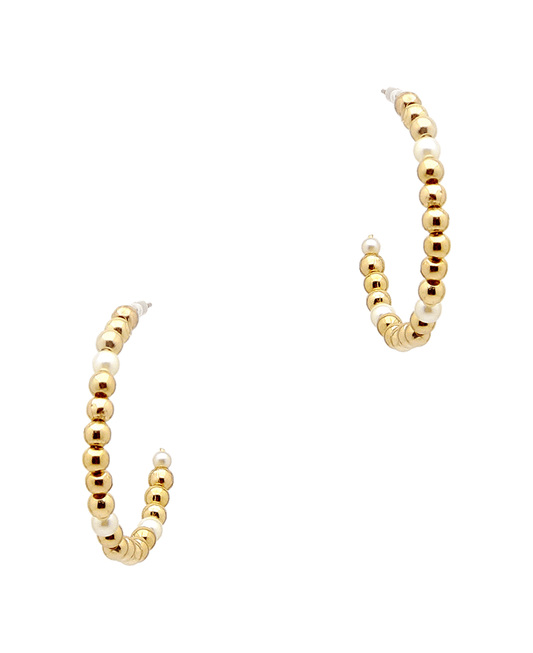 Pearl & CCB Ball Hoop Earring