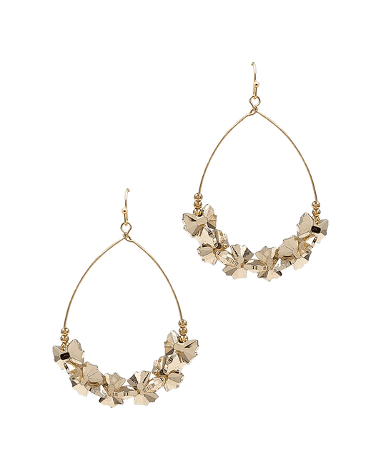 Wire Teardrop w/ Flower Earring
